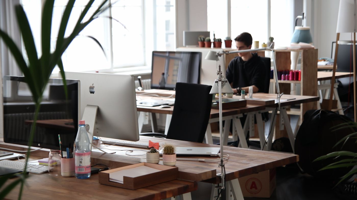 Bright modern workspace with desks and computers